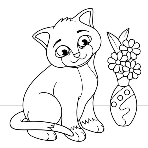 Кошка на окошке раскраска