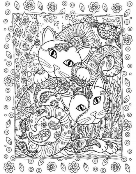 Раскраска котята в корзинке