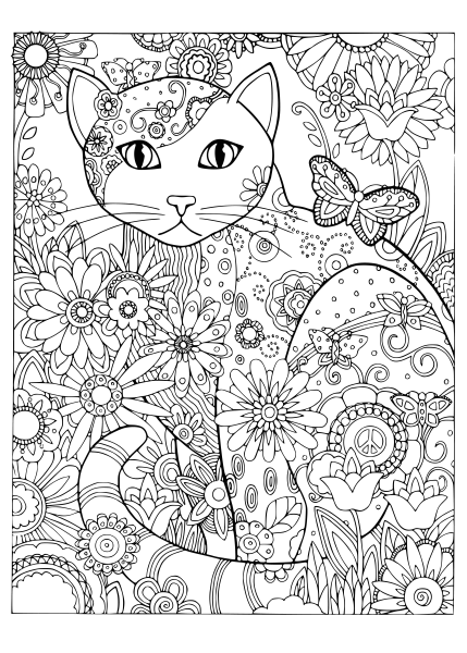 Раскраски котики сложные