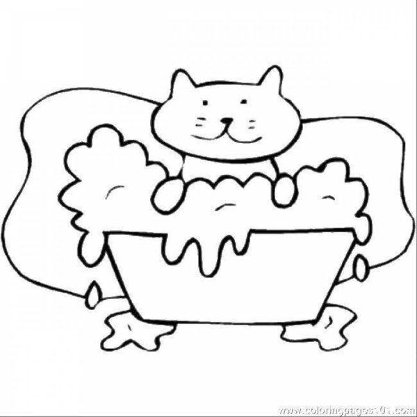 Раскраска котик в чашке