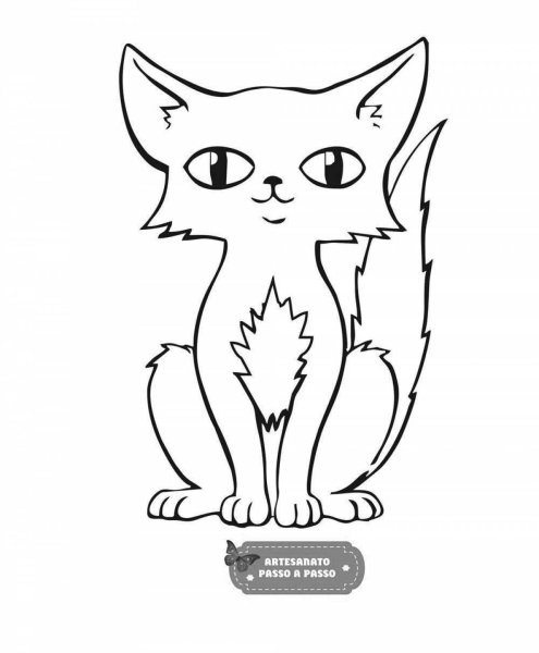 Кошка раскраска трафарет