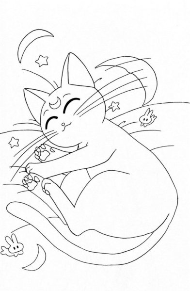 Кошка Луна из сейлормун раскраска