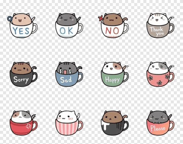 Котики в чашках Стикеры