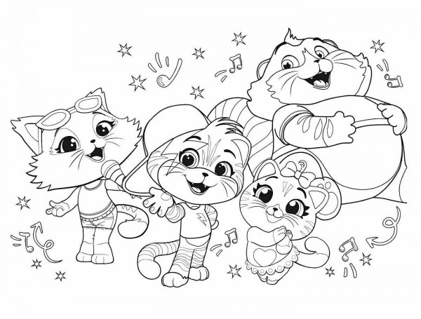 Кошки. Раскраска