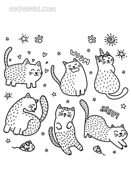 Раскраска волшебные котики