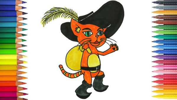Кот в сапогах раскраска