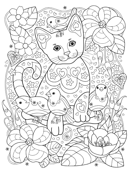 Кошки. Раскраска