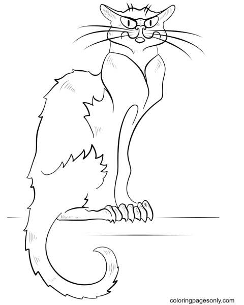 Черный кот раскраска
