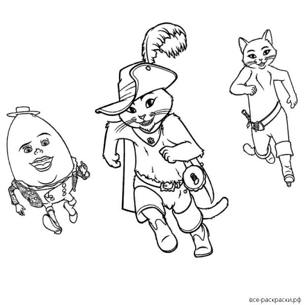 Кот в сапогах раскраска
