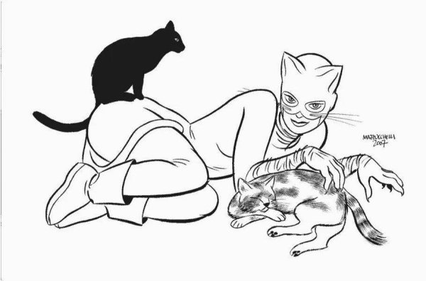 Раскраска женщина кошка