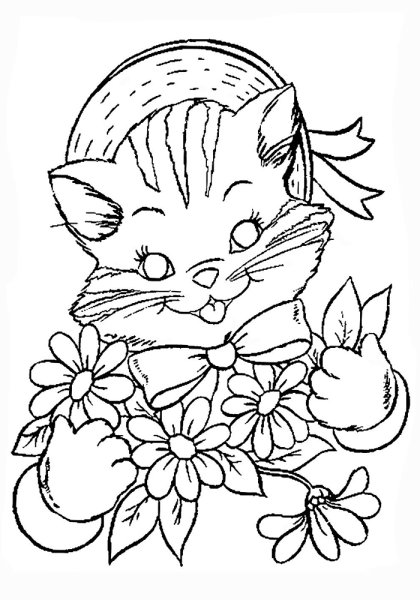 Раскраски кошка с клубникой (46 фото)