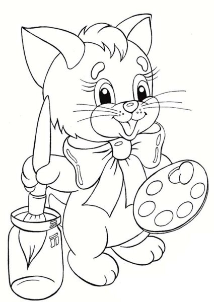 Кошки. Раскраска