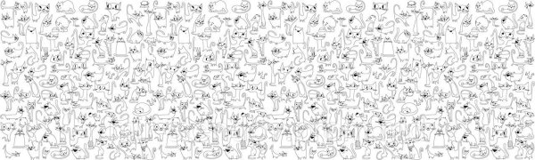 Раскраска много котиков