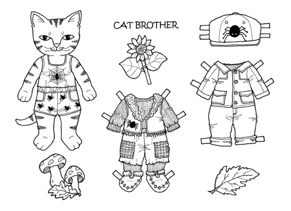 Раскраски одевалки кошки (43 фото)