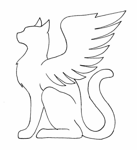 Кошка с крыльями раскраска