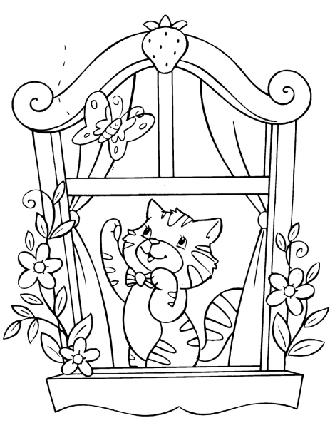 Кошки. Раскраска