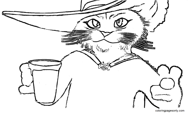Кот в сапогах из Шрека раскраска