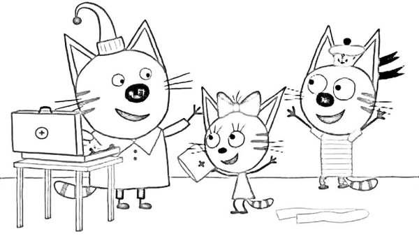 Три кота раскраска Коржик Карамелька