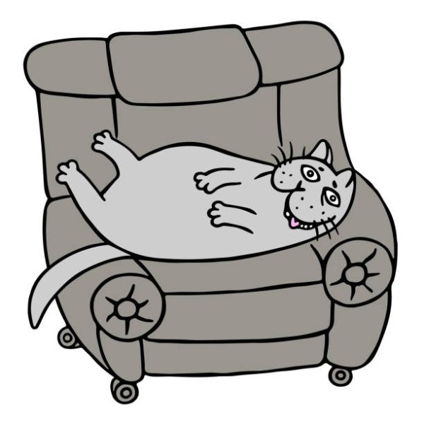 Мультяшный кот на диване