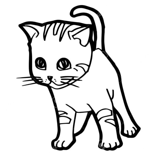 Грустный котенок раскраска
