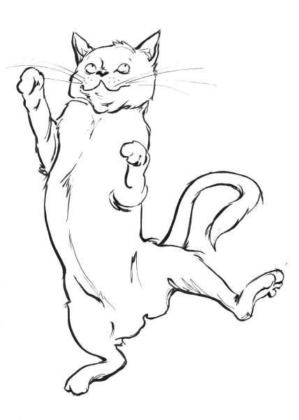 Раскраска кот в прыжке