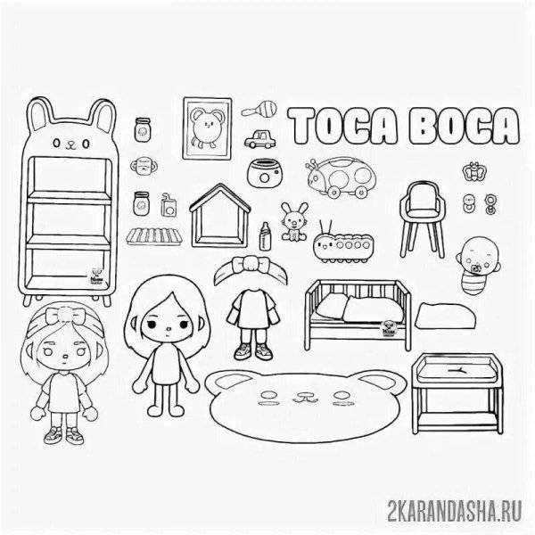 Тока вока мебель раскраска