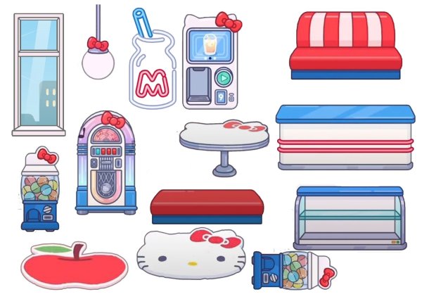 Схемы набора hello Kitty для бумажного мира тока бока