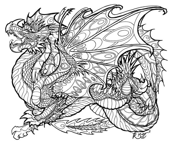 Раскраски дракона из фигур (46 фото)