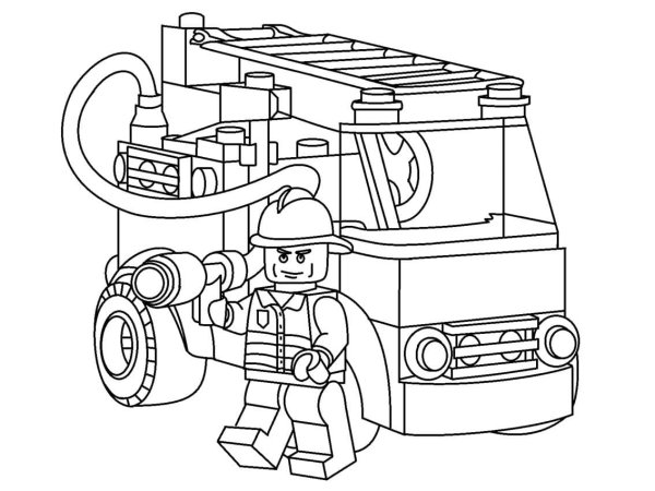 Раскраска LEGO City пожарная
