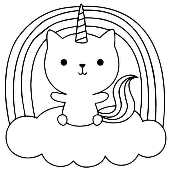 Кошка Единорог раскраска