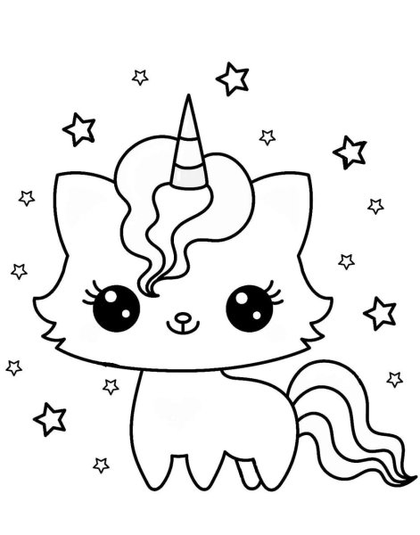 Кошка Единорог раскраска