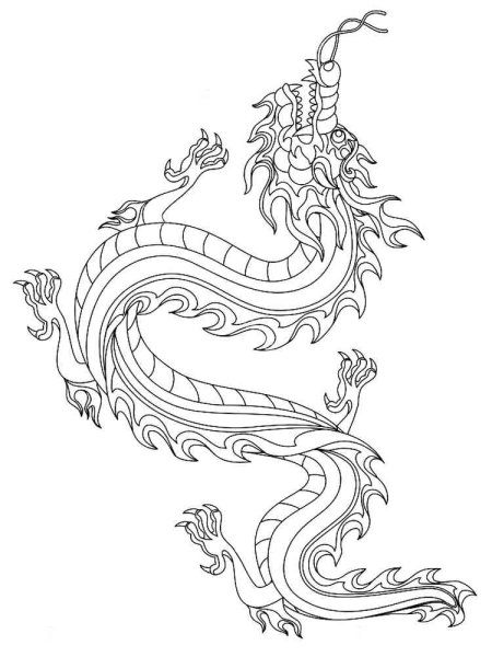 Раскраски китайский дракон в цвете (37 фото)