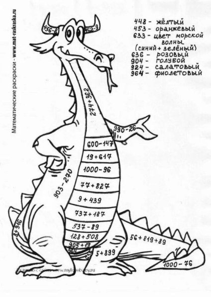Сложение и вычитание трехзначных чисел раскраска