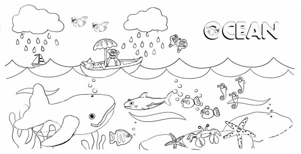 Раскраска море для детей 5-6 лет