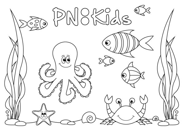 Рыбка с водорослями раскраска