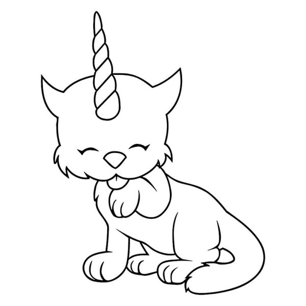 Кошка Единорог раскраска
