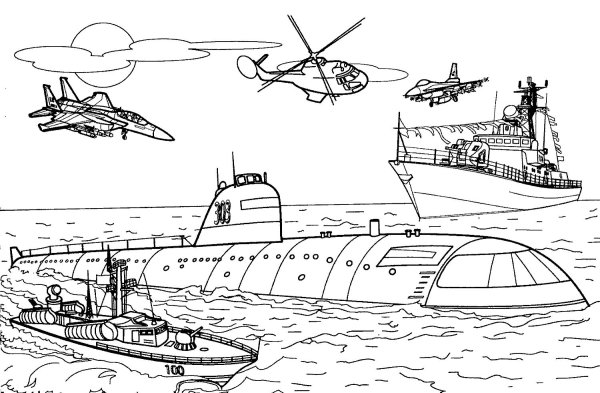 Подводная лодка к 19 раскраска