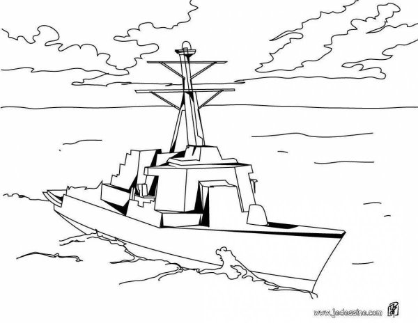 Разукрашка военный корабль