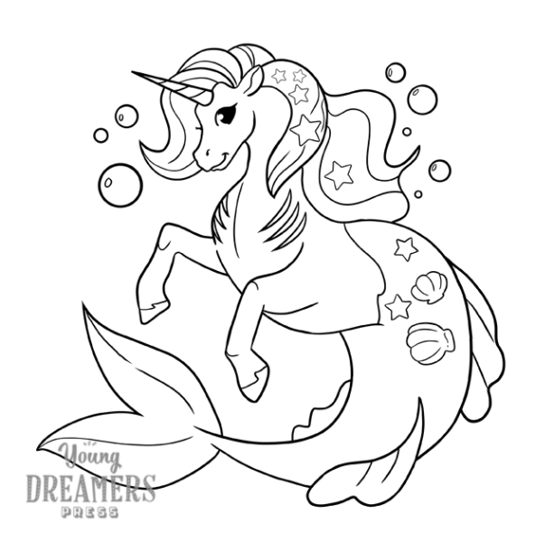 Unicorn Mermaid Coloring Page