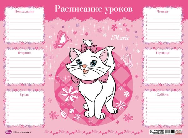 Расписание уроков для девочек