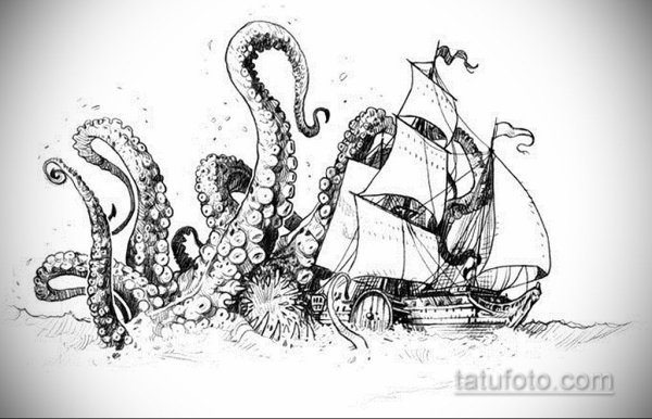 Раскраска пираты Карибского моря Кракен