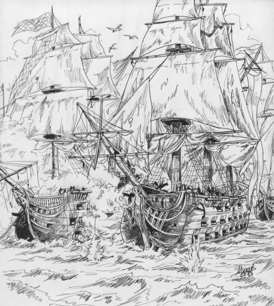 Морское сражение раскраска