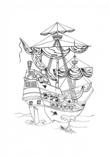Морской корабль раскраска