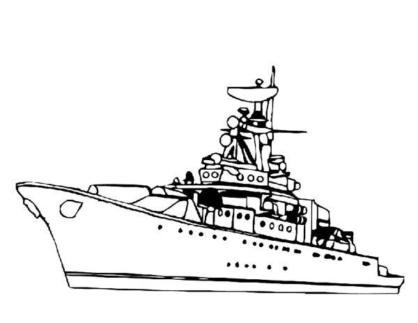 Военный корабль рисунок сбоку