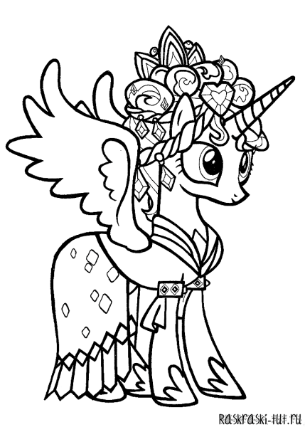 Раскраски my little Pony принцесса Селестия