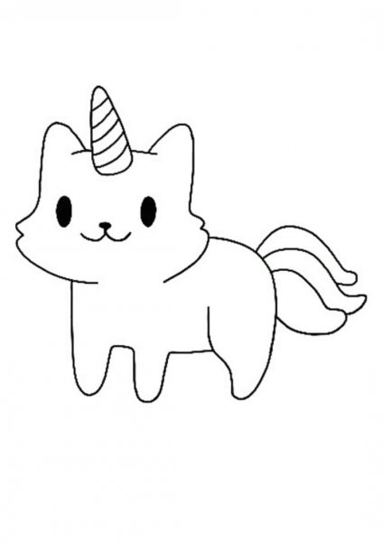 Раскраска котик Единорог
