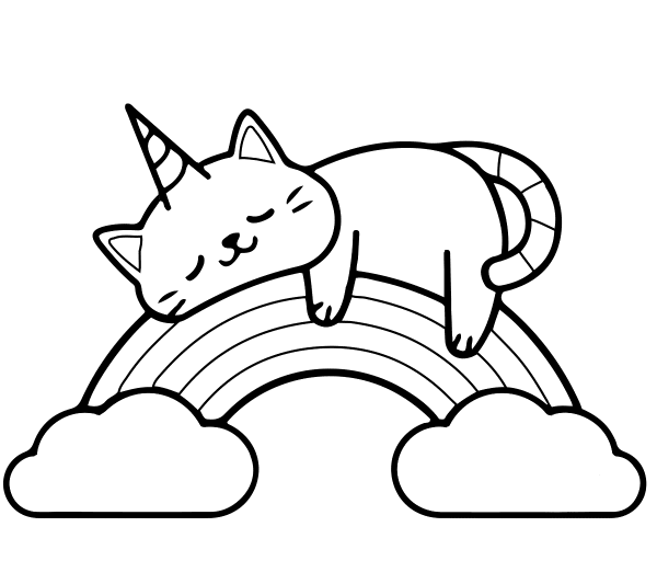 Кошка Единорог раскраска