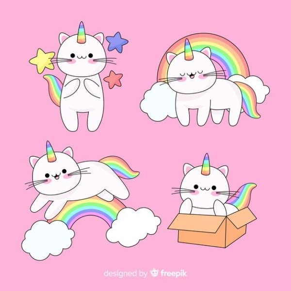 Кавайные котики Единороги