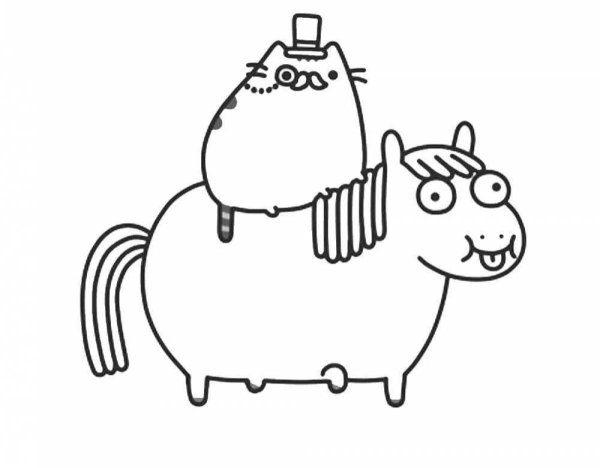 Раскраска кот Пушин Единорог