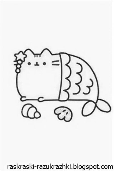 Раскраска котик Единорог